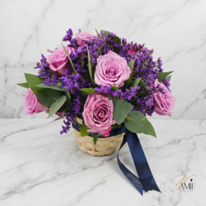 The Lavender Garden Basket Small — fresh flower arrangement delivered by Yamie Floral Studio