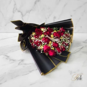 The “Crimson Cloud” Bouquet – Large + Baby’s breath The “Crimson Cloud” Bouquet – Large + Baby’s breath