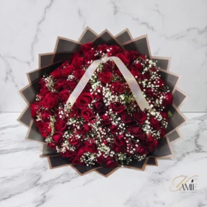 The Starlit Devotion Bouquet 100 Stems (Baby's breath scattered) — fresh flower arrangement delivered by Yamie Floral Studio